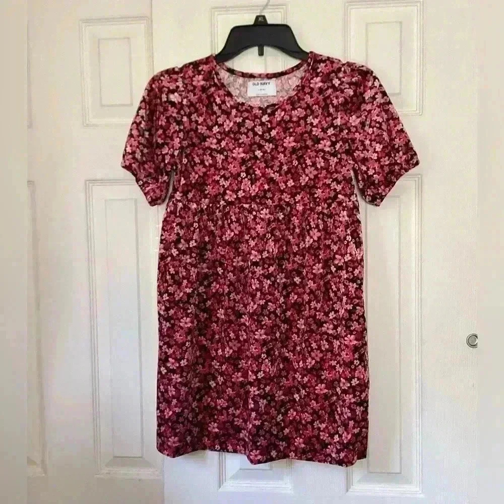 Old NV Cozy Velour Puff-Sleeve Swing Dress for Girls Size Large (10-12)
